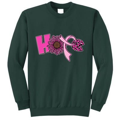 Hope Pink Leopard Print Sunflower Breast Cancer Awareness Tall Sweatshirt