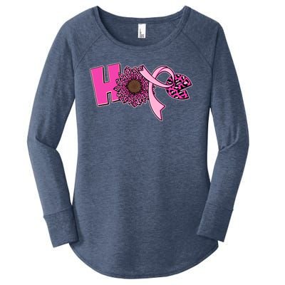 Hope Pink Leopard Print Sunflower Breast Cancer Awareness Women's Perfect Tri Tunic Long Sleeve Shirt