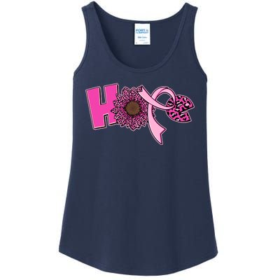 Hope Pink Leopard Print Sunflower Breast Cancer Awareness Ladies Essential Tank