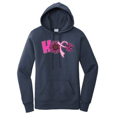 Hope Pink Leopard Print Sunflower Breast Cancer Awareness Women's Pullover Hoodie