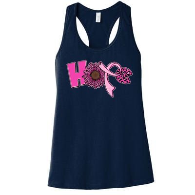 Hope Pink Leopard Print Sunflower Breast Cancer Awareness Women's Racerback Tank