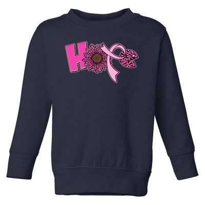 Hope Pink Leopard Print Sunflower Breast Cancer Awareness Toddler Sweatshirt