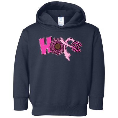 Hope Pink Leopard Print Sunflower Breast Cancer Awareness Toddler Hoodie