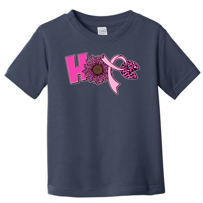 Hope Pink Leopard Print Sunflower Breast Cancer Awareness Toddler T-Shirt