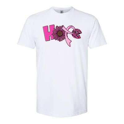 Hope Pink Leopard Print Sunflower Breast Cancer Awareness Softstyle® CVC T-Shirt