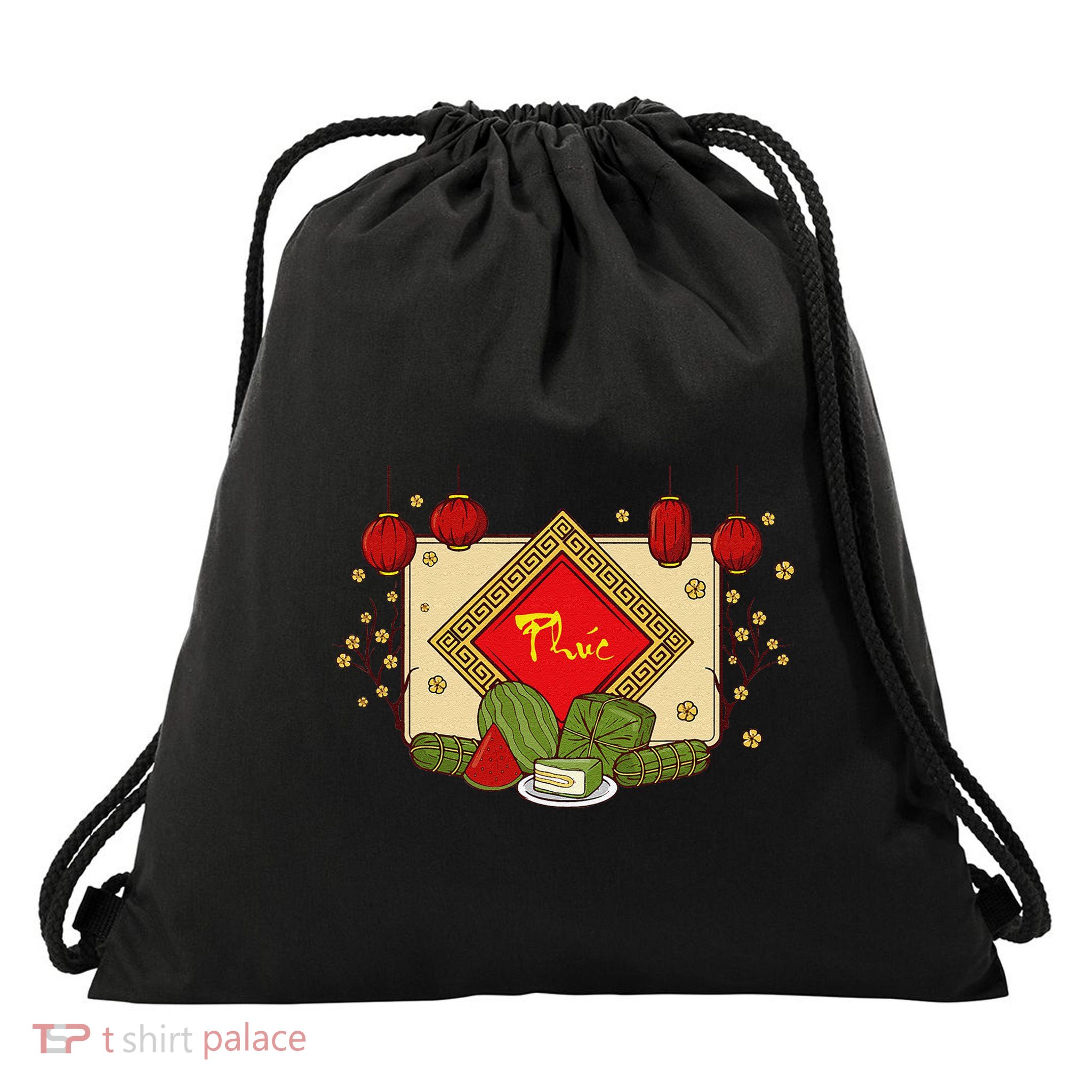 Happiness Phuc Loc Tho Tet Holiday Happy Vietnamese New Year Drawstring Bag