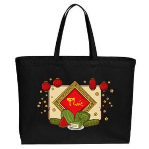 Happiness Phuc Loc Tho Tet Holiday Happy Vietnamese New Year Cotton Canvas Jumbo Tote