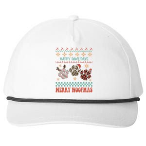 Happy Pawlidays Merry Woofmas Leopard Red Buffalo Plaid Xmas Gift Snapback Five-Panel Rope Hat