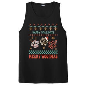 Happy Pawlidays Merry Woofmas Leopard Red Buffalo Plaid Xmas Gift PosiCharge Competitor Tank