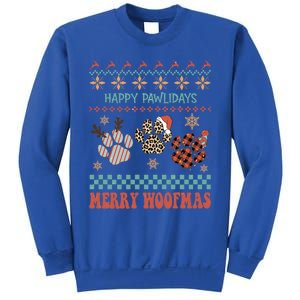 Happy Pawlidays Merry Woofmas Leopard Red Buffalo Plaid Xmas Gift Sweatshirt