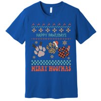 Happy Pawlidays Merry Woofmas Leopard Red Buffalo Plaid Xmas Gift Premium T-Shirt