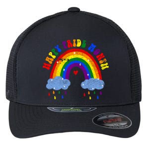 Happy Pride Month Lgbt Rainbow Meaningful Gift Flexfit Unipanel Trucker Cap