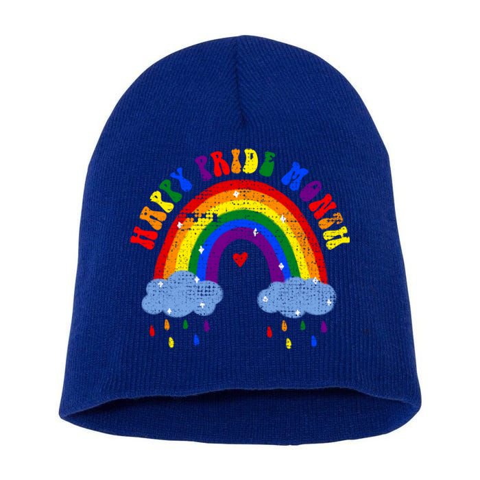 Happy Pride Month Lgbt Rainbow Meaningful Gift Short Acrylic Beanie