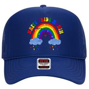 Happy Pride Month Lgbt Rainbow Meaningful Gift High Crown Mesh Back Trucker Hat