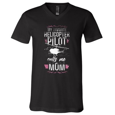 Helicopter Pilot Mom Mother Vintage My Favorite Helicopter V-Neck T-Shirt