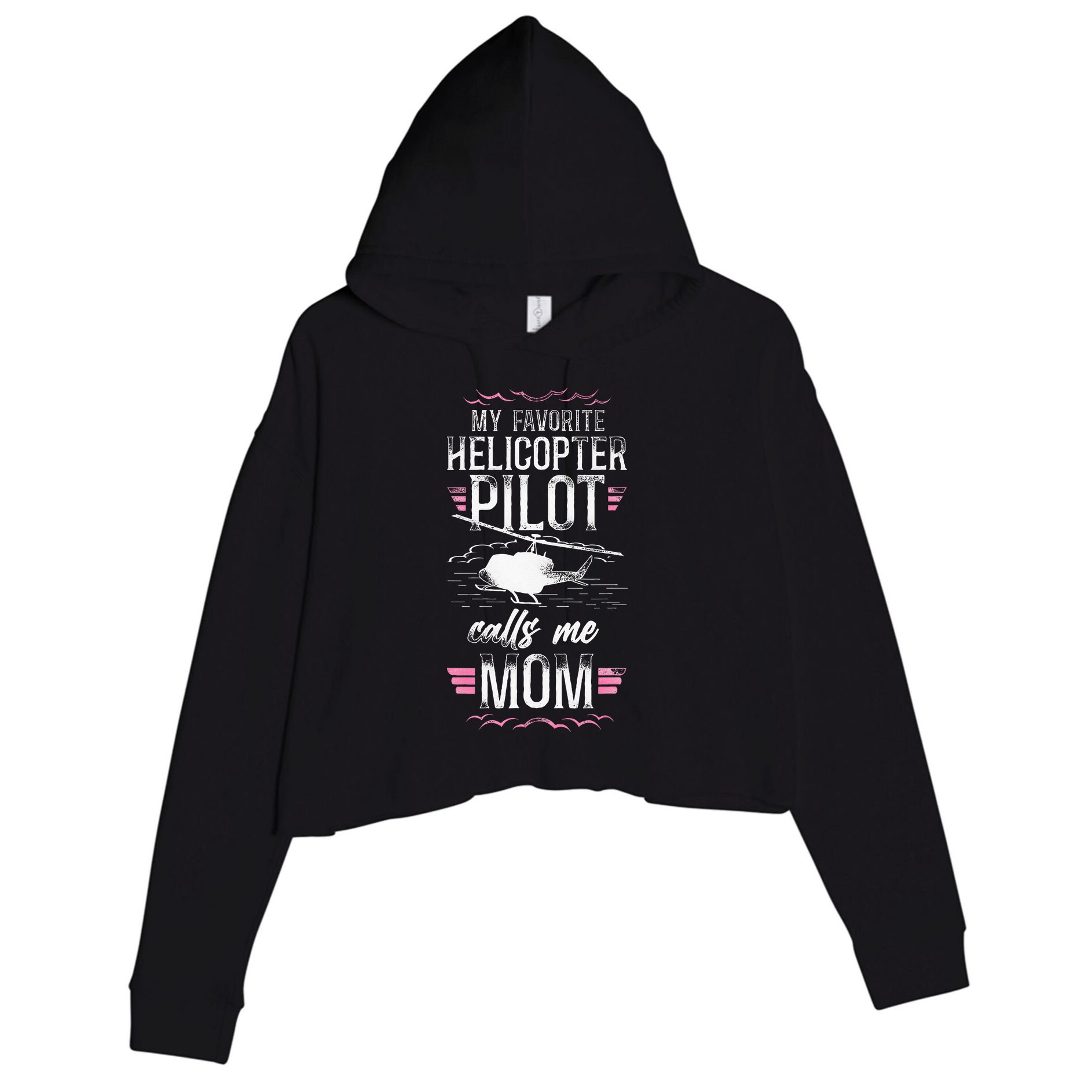 Helicopter Pilot Mom Mother Vintage My Favorite Helicopter Crop Fleece Hoodie