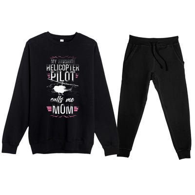 Helicopter Pilot Mom Mother Vintage My Favorite Helicopter Premium Crewneck Sweatsuit Set