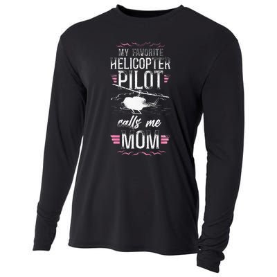 Helicopter Pilot Mom Mother Vintage My Favorite Helicopter Cooling Performance Long Sleeve Crew