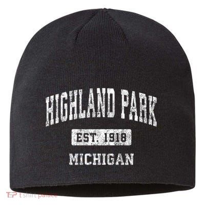 Highland Park Michigan Mi Vintage Sports Established Sustainable Beanie