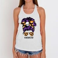 Halloween Pumpkin Momster Mom Women's Knotted Racerback Tank