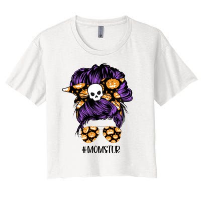 Halloween Pumpkin Momster Mom Women's Crop Top Tee