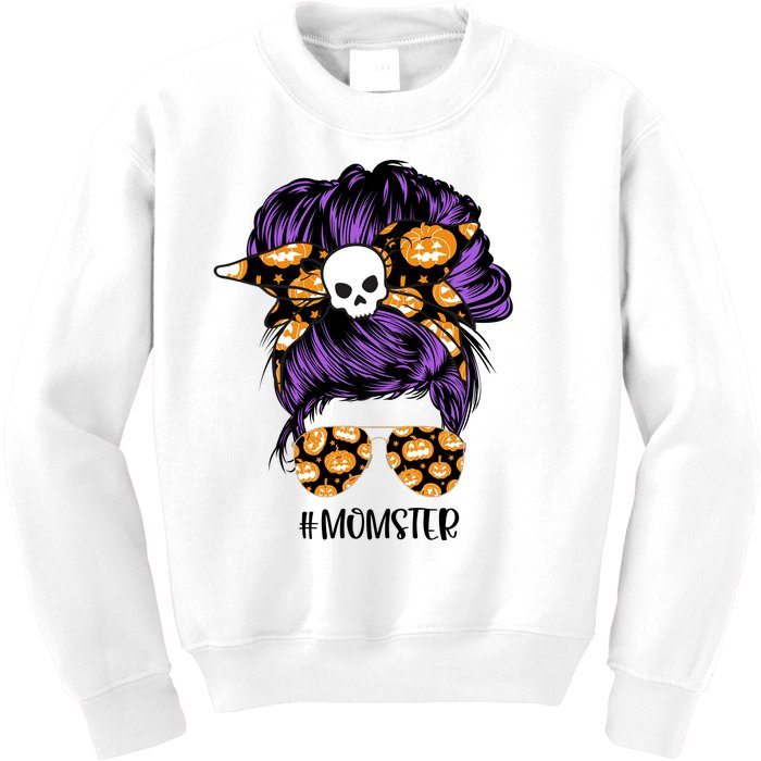 Halloween Pumpkin Momster Mom Kids Sweatshirt