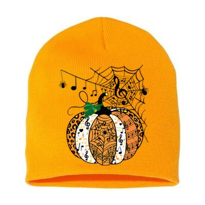 Halloween Pumpkin Music Symbols Music Teacher Halloween Short Acrylic Beanie