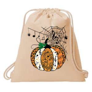 Halloween Pumpkin Music Symbols Music Teacher Halloween Drawstring Bag