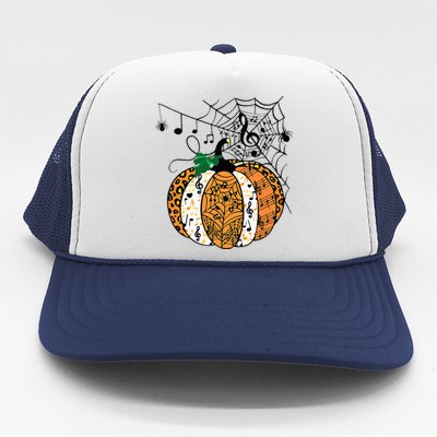 Halloween Pumpkin Music Symbols Music Teacher Halloween Trucker Hat