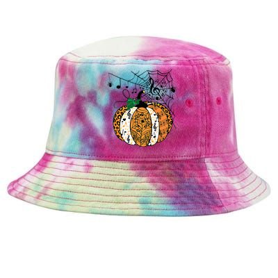 Halloween Pumpkin Music Symbols Music Teacher Halloween Tie-Dyed Bucket Hat