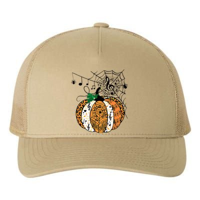 Halloween Pumpkin Music Symbols Music Teacher Halloween Yupoong Adult 5-Panel Trucker Hat