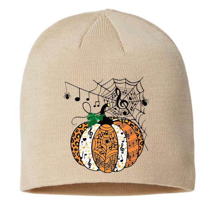 Halloween Pumpkin Music Symbols Music Teacher Halloween Sustainable Beanie