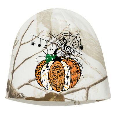 Halloween Pumpkin Music Symbols Music Teacher Halloween Kati - Camo Knit Beanie