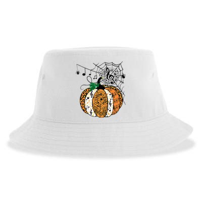 Halloween Pumpkin Music Symbols Music Teacher Halloween Sustainable Bucket Hat