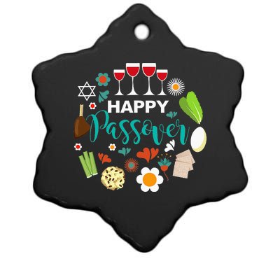 Happy Passover Meal Seder Dinner Ceramic Star Ornament