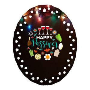 Happy Passover Meal Seder Dinner Ceramic Oval Ornament