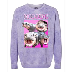 Hot Pink Moo Deng Hippo Meme Funny Colorblast Crewneck Sweatshirt