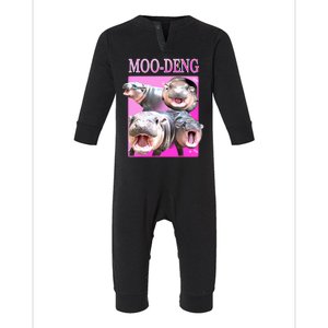 Hot Pink Moo Deng Hippo Meme Funny Infant Fleece One Piece