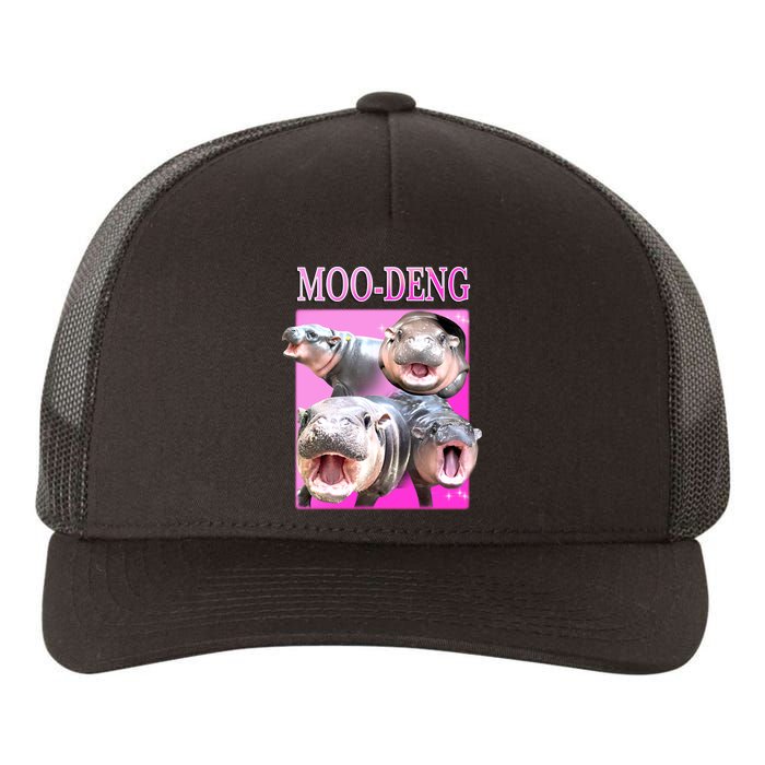 Hot Pink Moo Deng Hippo Meme Funny Yupoong Adult 5-Panel Trucker Hat