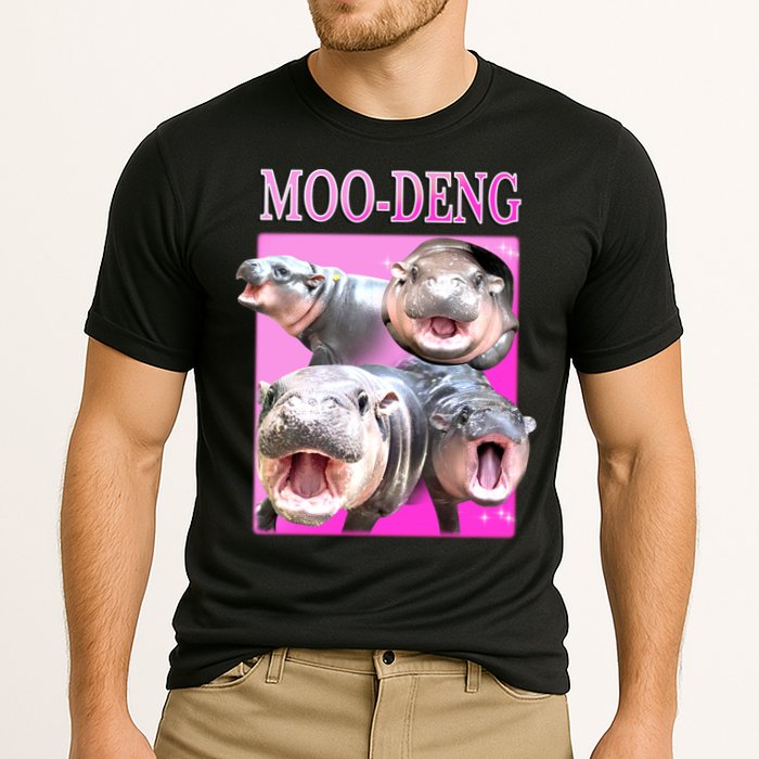 Hot Pink Moo Deng Hippo Meme Funny Performance Shirt