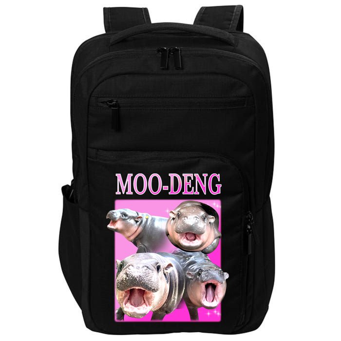 Hot Pink Moo Deng Hippo Meme Funny Impact Tech Backpack