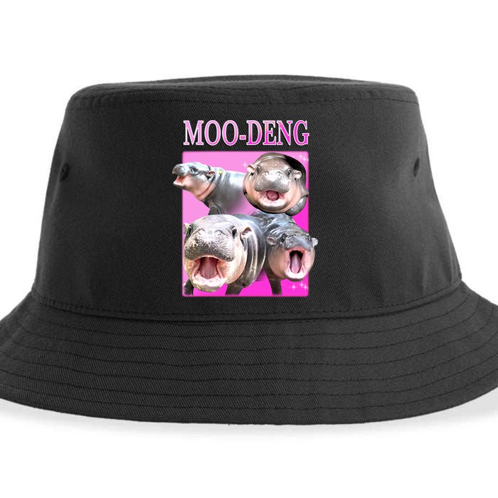 Hot Pink Moo Deng Hippo Meme Funny Sustainable Bucket Hat