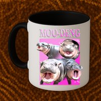 Hot Pink Moo Deng Hippo Meme Funny Mug