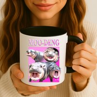 Hot Pink Moo Deng Hippo Meme Funny Mug
