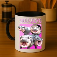 Hot Pink Moo Deng Hippo Meme Funny Mug