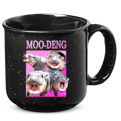 Hot Pink Moo Deng Hippo Meme Funny 15oz Campfire Ceramic Mug