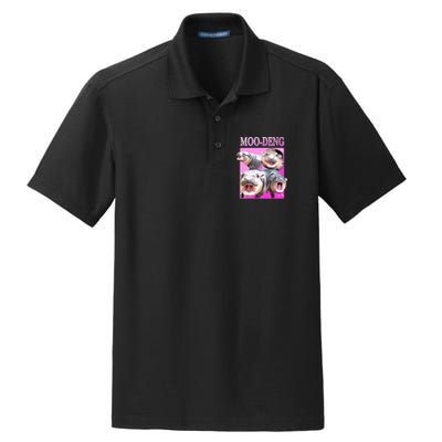 Hot Pink Moo Deng Hippo Meme Funny Dry Zone Grid Polo