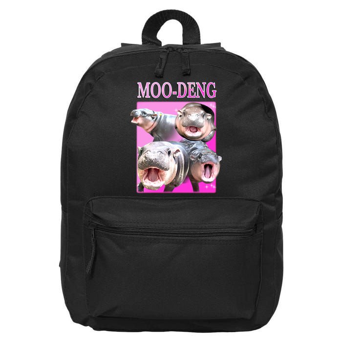 Hot Pink Moo Deng Hippo Meme Funny 16 in Basic Backpack