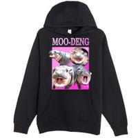 Hot Pink Moo Deng Hippo Meme Funny Premium Pullover Hoodie