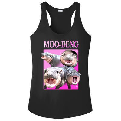 Hot Pink Moo Deng Hippo Meme Funny Ladies PosiCharge Competitor Racerback Tank